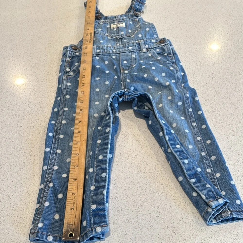 Baby Girl OshKosh Polka Dot Denim Overalls 24 Months - Picture 10 of 11